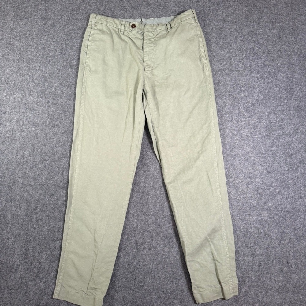 Sid Mashburn Mens Cotton Linen Chino Trousers Sage Green Size 33 Portugal Made